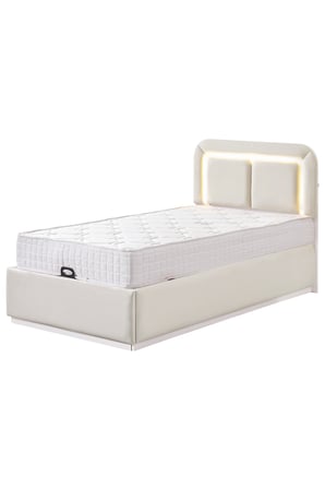 Demonte Baza Seti, Nox Ledli Tek Kişilik Baza Başlık Seti - İkili Set, Krem - 100x200 cm