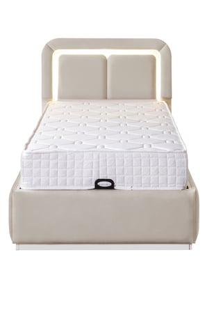 Demonte Baza Seti, Nox Ledli Tek Kişilik Baza Başlık Maxi Yatak Seti, Bej - 100x200 cm