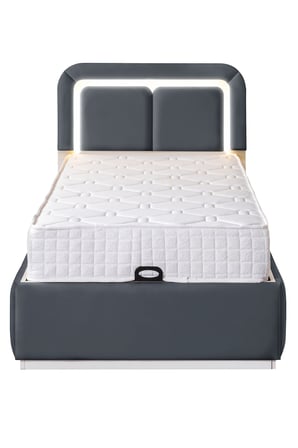 Demonte Baza Seti, Nox Ledli Tek Kişilik Baza Başlık Maxi Yatak Seti, Antrasit - 100x200 cm