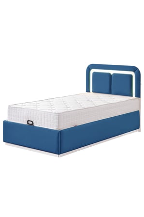 Demonte Baza Seti, Nox Ledli Tek Kişilik Baza Başlık Maxi Yatak Seti, Mavi - 100x200 cm