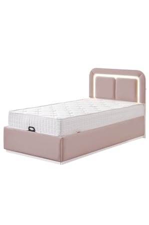 Demonte Baza Seti, Nox Ledli Tek Kişilik Baza Başlık Maxi Yatak Seti, Pembe - 100x200 cm