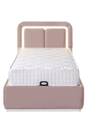 Demonte Baza Seti, Nox Ledli Tek Kişilik Baza Başlık Maxi Yatak Seti, Pembe - 100x200 cm