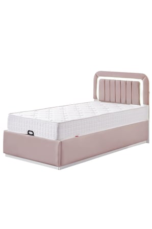 Demonte Baza Seti, Valens Ledli Tek Kişilik Baza Başlık Seti - İkili Set, Pembe - 100x200 cm