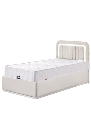 Demonte Baza Seti, Valens Ledli Tek Kişilik Baza Başlık Seti - İkili Set, Krem - 100x200 cm
