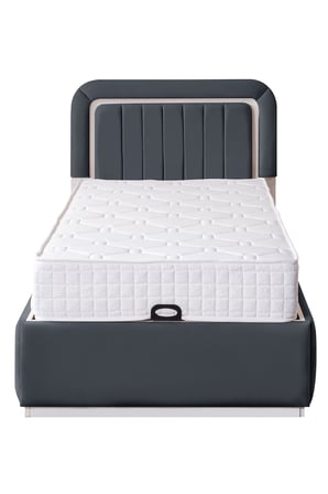 Demonte Baza Seti, Valens Ledli Tek Kişilik Baza Başlık Seti - İkili Set, Antrasit - 100x200 cm