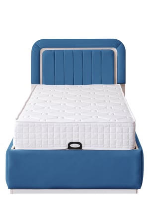 Demonte Baza Seti, Valens Ledli Tek Kişilik Baza Başlık Maxi Yatak Seti, Mavi - 100x200 cm