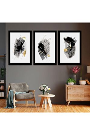 GÜMÜŞ AYNALI PLEKSİ ÇERÇEVELİ MODERN DENİZ MANZARALI SOYUT ÇİZİM TABLO