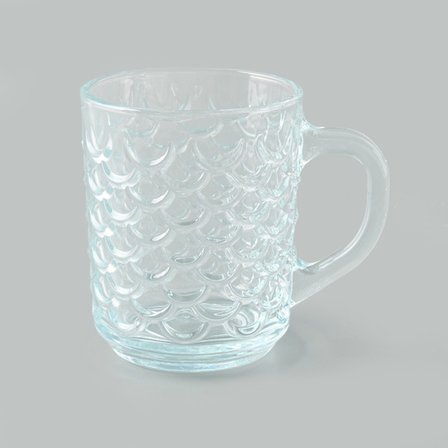 Deli Glass Cam Balık Sırtı Desenli Kupa - Şeffaf - 240 ml