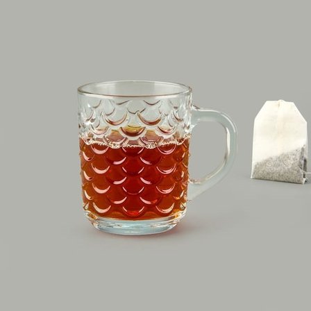 Deli Glass Cam Balık Sırtı Desenli Kupa - Şeffaf - 240 ml