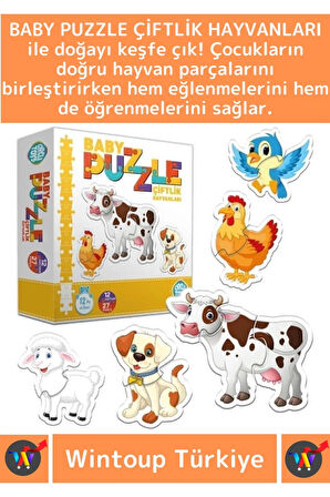 Premium Çocuk El Göz Koordinasyonu Zeka Geliştirici Eğitici Eğlenceli ÇİFTLİK HAYVANLARI Puzzle