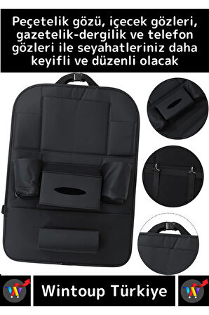 Özel Model Sağlam Keçe Elastan Üretim Pratik Sök Tak Oto Koltuk Arkası Çok Fonksiyonlu Organizer