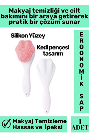 Özel Ergonomik Saplı Masaj Etkili Sevimli Tasarım Cilt Bakım Yüz Makyaj Temizleme Peeling Fırçası