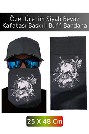 Yüksek Kaliteli Şık Kuru Kafa Tasarımlı Motor Açık Hava Spor Çok Amaçlı Saç Boyun Bilek Buff Bandana