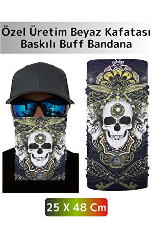 Yüksek Kaliteli Şık Kuru Kafa Tasarımlı Motor Açık Hava Spor Çok Amaçlı Saç Boyun Bilek Buff Bandana