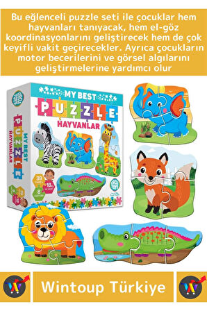 Premium Çocuk Zeka El Göz Koordinasyonu Geliştirici Eğitici Eğlenceli HAYVANLAR Puzzle Oyunu