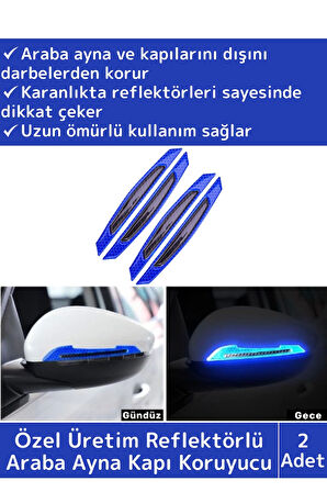 Özel Üretim Yüksek Kaliteli Oto Araç Otomobil Ayna Kapı Koruyucu Reflektörlü Şerit 2 Adet