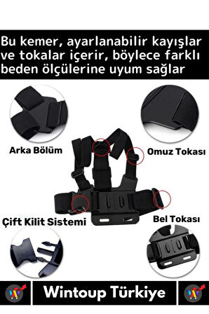 Premium Ayarlanabilir Spor Bisiklet Koşu Tırmanış Outdoor Aksiyon Kamerası Göğüse Sabitleme Kemeri