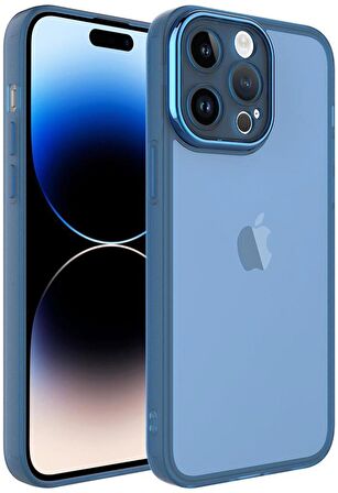 Apple iPhone 14 Pro Kılıf Metal Kamera Korumalı Transparan Renkli Kapak