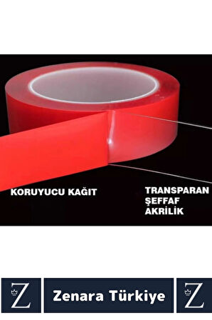 Premium Nano Teknoloji Güçlü Tamir Cam İç Dış Mekan Montaj Çift Taraflı Şeffaf Bant 1.5 Mt X 2 Adet