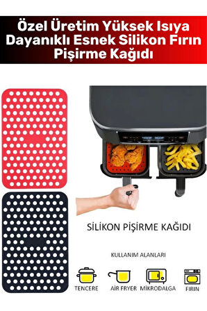 Özel BPA Free Isıya Dayanıklı Kolay Temizlenir Airfryer Fırın Esnek Silikon Pişirme Kağıdı 3 Adet