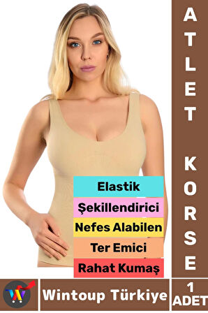 Özel Üretim Karın Bel Göğüs Şekillendiren Toparlayan Elastik Konforlu Ter Emici Kadın ATLET KORSE