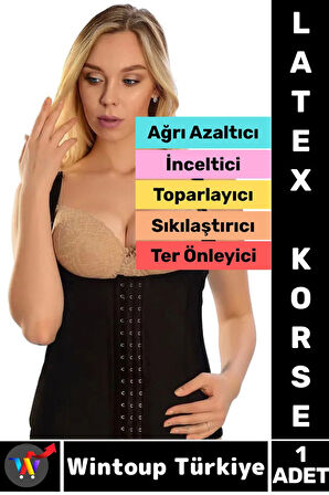 Özel Üretim Vücut Şekillendiren Toparlayan İncelten Ağrı Azaltan Ter Emici Kadın Askılı LATEX KORSE
