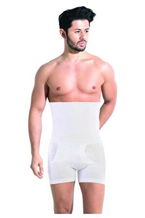 Erkek Beyaz Iz Yapmaz Dikişsiz Yüksek Bel Toparlayıcı Duble Boxer Korse