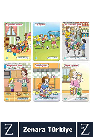 Çocuk Eğitici Zeka Dil Geliştiren Kişisel Gelişim Günlük Eylemler Resimli Aktivite Kartlar-BİR GÜNÜM