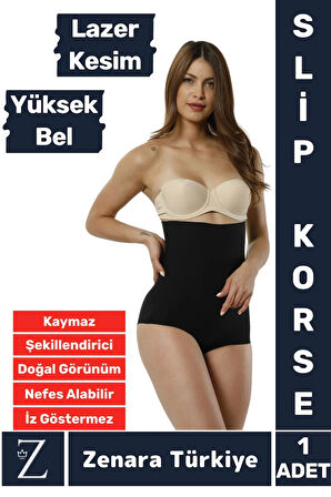 İz İç Göstermez Kaymaz Beden İncelten Sıkılaştıran Toparlayan LAZER KESİM Yüksek Bel Slip Korse