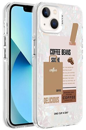 Apple iPhone 14 Kılıf Mermer Üzeri Lüx Desenli Marbello Kapak