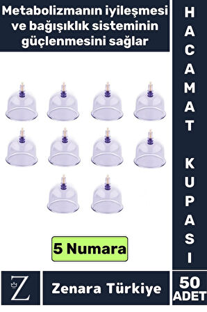 Yüksek Kaliteli  Vakumlu Hacamat Kupası 5 NUMARA 50 ADET