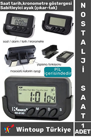 Nostalji Masa Araba Saati Öğrenci Ev Ofis Okul Minibüs Kronometreli Dijital Mini Saat