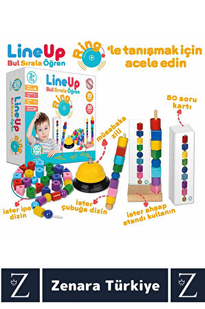 Eğitici Görsel Algı Dikkat Zeka Beceri Geliştiren Eğlenceli Zilli İpe Çubuğa Boncuk Şekil Dizme Oyun