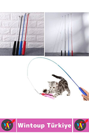 Evcil Hayvan Pet Zihinsel Fiziksel Gelişim İlgi Çeken Eğlenceli Teleskopik Zilli Tüylü Kedi Oyuncağı