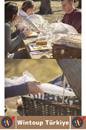 Kamp Piknik Outdoor Rüzgar Toz Sinek Böcek Koruyucu Katlanabilir Pratik Tül Yemek Koruma Şemsiyesi