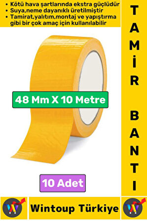 Ultra Güçlü Su Neme Dayanıklı Çok Amaçlı Montaj Onarım İzolasyon Tamir Bantı Sarı 48 Mmx10 Mt 10 Adt
