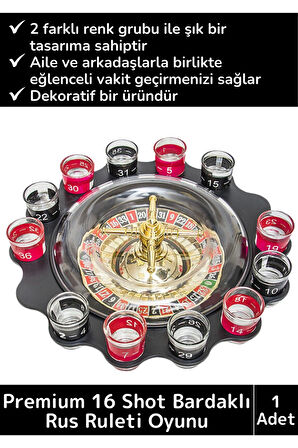 Premium Dekoratif 16 Shot Bardaklı Eğlence Parti Casino Yılbaşı Alkol Tekila İçki Rus Ruleti Oyunu