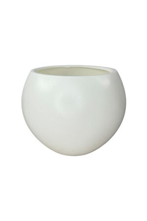 Küre Yuvarlak Top Vazo Dekoratif Saksı BEYAZ 25*20cm