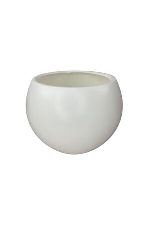 Küre Yuvarlak Top Vazo Dekoratif Saksı BEYAZ 25*20cm