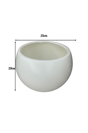 Küre Yuvarlak Top Vazo Dekoratif Saksı BEYAZ 25*20cm
