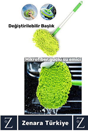 Oto Bakım 180 Derece Dönen Su Emici Tak Çıkar Paspas 2in1 Mikrofiber Uzun Saplı Araba Yıkama Fırçası