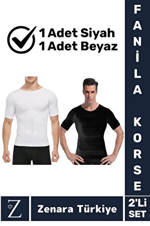 Jinekomasti Dik Duruş Göğüs Göbek Toparlayan Sıkılaştıran Ultra Esnek Erkek Fanila Korse 2'Li SET