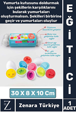 Çocuk Eğitici Düşünme Görsel Algı Eşleştirme Becerisi Geometrik Şekiller YUMURTA EŞLEME Oyunu 12'li
