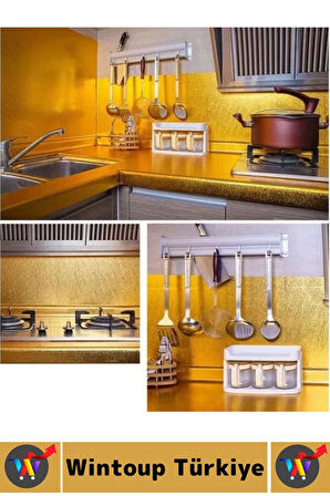 Kolay Temizlenir Yağ Kir Koruyucu Mutfak Tezgah Çekmece Dolap GOLD Yapışkanlı Folyo 40 Cm X 1 Metre