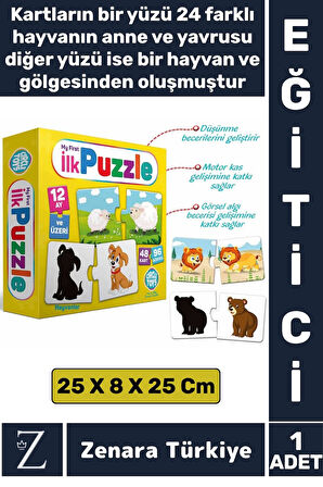 Çocuk Eğitici Zeka Görsel Algı Parça Bütün İlişkisi Düşünme Becerisi Eğlenceli 48 KART-İLK PUZZLE