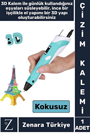 Ergonomik ABS Plastik Bükülebilir 3D Renkli Üç Boyutlu Çocuk Grafik Tablet Yazıcı 3D ÇİZİM KALEMİ