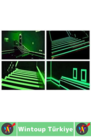 Karanlıkta Parlayan Acil Durum Çıkış Merdiven Kenar Esnek Güçlü Yapışkan Fosfor Bant 2 CmX4 Mtr 10Ad