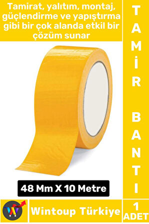 Uzun Ömürlü Su Nem Küfe Dayanıklı Çok Amaçlı SARI Montaj Onarım Tamir Bantı 48 Mm X 10 Metre