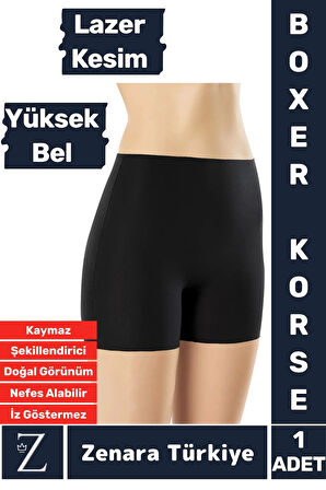 İç Göstermez Kaymaz Vücut Şekillendiren Sıkılaştıran Toparlayan LAZER KESİM Yüksek Bel Boxer Korse
