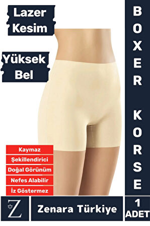 İç Göstermez Kaymaz Vücut Şekillendiren Sıkılaştıran Toparlayan LAZER KESİM Yüksek Bel Boxer Korse